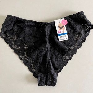 Ladies Maidenform Tanga Black Lace Panties-New-XL/8